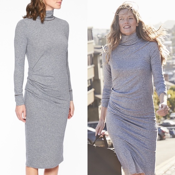 Athleta Industry Turtleneck Dress, Charcoal Heather - Picture 1 of 5